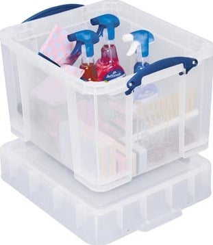 Opbergbox Kunststof 35 Liter XL Transparant Really Useful Box voor Medium LP's