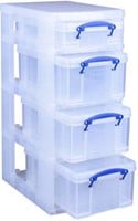 Really Useful Box trolley met 4 opbergdozen zwart-2