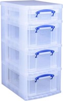Really Useful Box trolley met 4 opbergdozen zwart