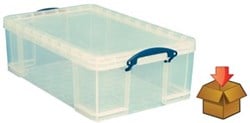 Opbergbox 50 liter Really Useful Box transparant met afsluitbaar deksel 710 x 440 x 230