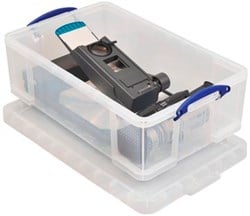 Opbergbox 50 liter Really Useful Box transparant met afsluitbaar deksel 710 x 440 x 230 per 5 boxen
