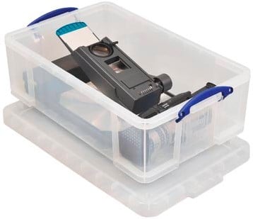 Opbergbox 50 liter Really Useful Box transparant met afsluitbaar deksel 710 x 440 x 230 per 5 boxen