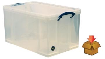 Really Useful Box transparant opbergdoos 84 liter buitenformaat 710 x 440 x 380 mm, binnenformaat 605 x 370 x 35...