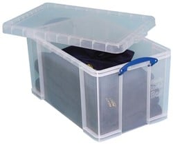 Really Useful Box transparant opbergdoos 84 liter buitenformaat 710 x 440 x 380 mm, binnenformaat 605 x 365 x 35...