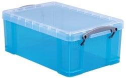 Opbergbox 9 liter hel blauw gekleurde transparant Really Useful Boxes