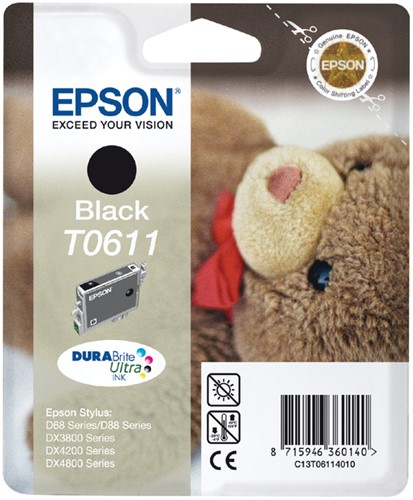 Epson inkt C13T06114010 T0611 zwart Inhoud 8 ml