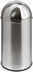 Afvalbak Pushcan chroom met pushdeksel 40liter