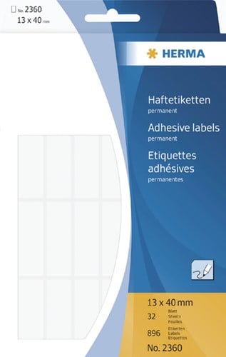 Herma etiketten 2360 13x40mm wit 896stuks