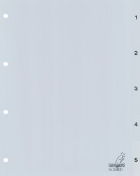 Tabbladen met cijfers van 1-5 grijs