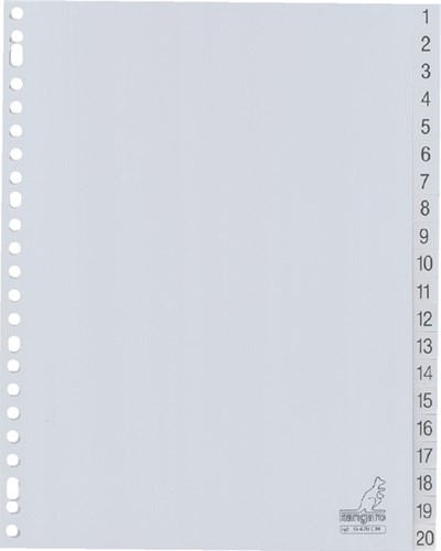 Tabbladen Kangaro 1-20 PP 23-Rings A4 Grijs