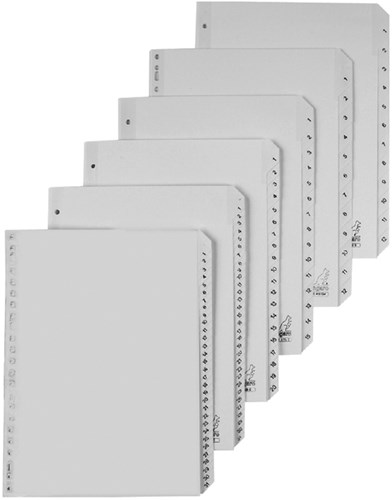 Tabbladen Kangaro 1-10 PP, 4-Rings A4 Grijs-2