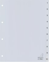 Tabbladen Kangaro 1-10 PP, 4-Rings A4 Grijs