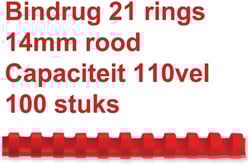 Bindrug Gbc Combbind Cerlox 21-Rings 14 Mm Rood