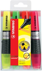 Stabilo Markeerstift Luminator etui van 4 stuks in geassorteerde kleuren: geel, groen, oranje en roze