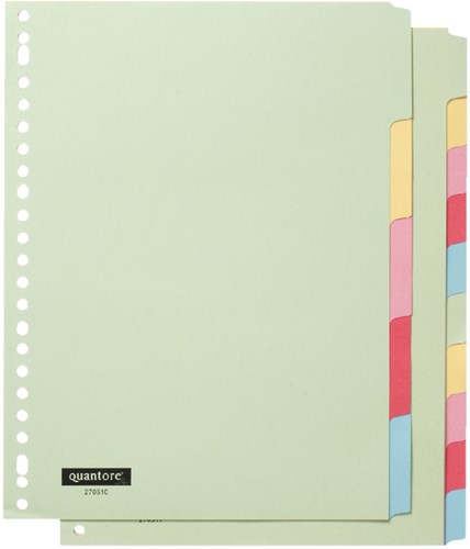 Kartonnen tabbladen A4 10 tabs gekleurd assort Quantore-2