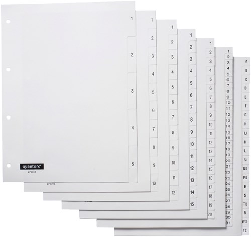 Tabbladen 4-gaats 1-15 genummerd wit PP-2