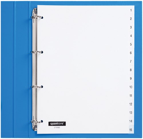 Tabbladen 4-gaats 1-15 genummerd wit PP