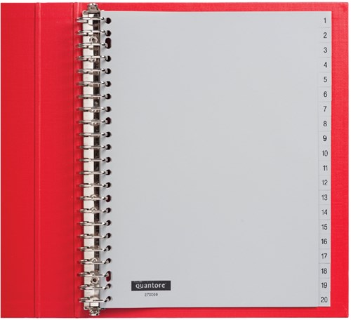 Tabbladen 23-gaats 1-20 genummerd grijs PP