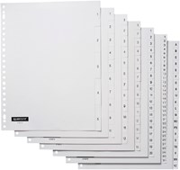 Tabbladen 23-gaats 1-20 genummerd wit PP-2