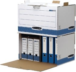 Archiefdoos Bankers Box System ordnerarchief wit blauw