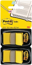 Indextabs 3M Post-it 680 25.4x43.2mm duopack geel
