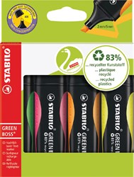 Stabilo Markeerstift Green Boss blister van 4 stuks: groen, roze, oranje en geel