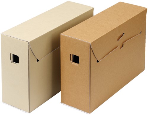 Loeff's archiefdoos City box 10+ 390 x 260 x 115 mm bruin/wit pak van 50 stuks-2