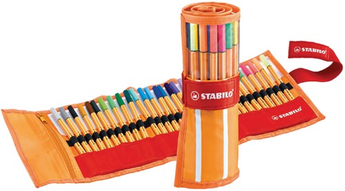 Fineliner STABILO point 88 rollerset oranje/rood à 30 kleuren