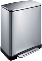 Dubbele pedaalemmer 28+18 liter uit mat roestvrij staal met kunststof binnenemmer