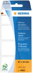 Herma etiketten adres 4302 67x35mm 250stuks zig-zag