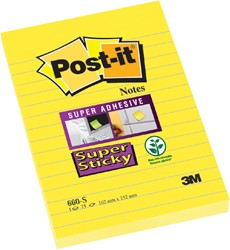 Memoblok 3M Post-it 660-S Super Sticky 102x152 geel met lijn