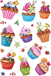 Stickers cupcakjes glitter