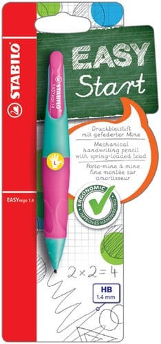 Stabilo vulpotlood Easy Ergo turkoois/roze voor linkshandigen blister met 1 stuk