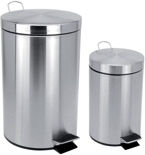 Pedaalemmer 3 liter RVS mat rond-2