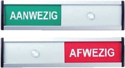Aan afwezigheidsbord 125x30mm tekst aanwezig afwezig