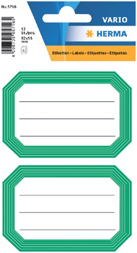 Herma etiketten 5716 82x55mm schrift groene rand 12stuks