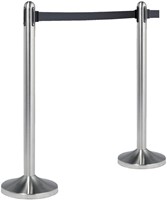 Afzetpaal Securit RVS met rolband 210cm zwart-3