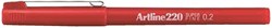 Fineliner Artline 220 rond 0.2mm rood