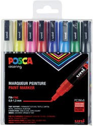 Posca stiften PC-3M, set van 8 markers in geassorteerde basiskleuren