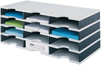 Opbergsysteem Styrodoc Trio A4 stappelbaar 12 vakken zwart/grijs