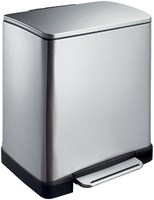 Eko pedaalemmer uit mat roestvrij staal, met kunststof binnenemmer, inhoud 10+9 L