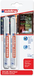 Edding krijtmarker 4095 wit, blister met 2 stuks