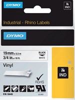 Labeltape Dymo Rhino 18445 vinyl 19mmx5.5m zwart op wit