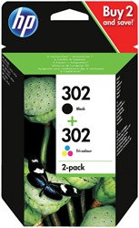 HP 302 multipack zwart + 3 kleuren X4D37AE