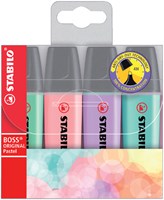 Stabilo BOSS Original markeerstift etui met 4 stuks in geassorteerde pastel kleuren