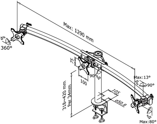 Monitor arm 3 schermen Neomounts FPMA-D700D3 zwart-2
