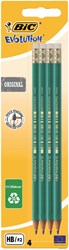 Potlood Bic Evolution zeskantig HB met gumtip blister à 4 stuk
