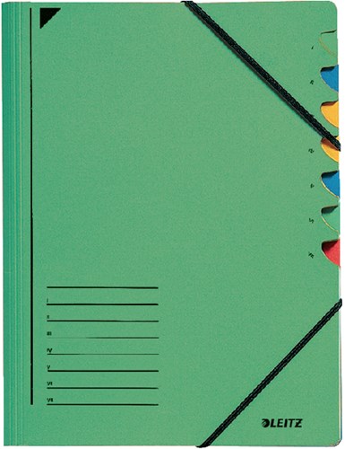 Leitz sorteermap, karton, A4 formaat, 7 tabs, groen