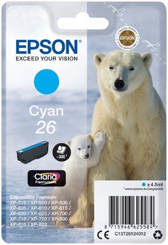 C13T26124012 EPSON XP600 INK CYAN ST pages 4,5ml