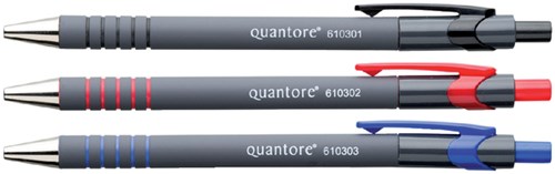 Balpen Quantore rubbergrip drukknop zwart medium-2